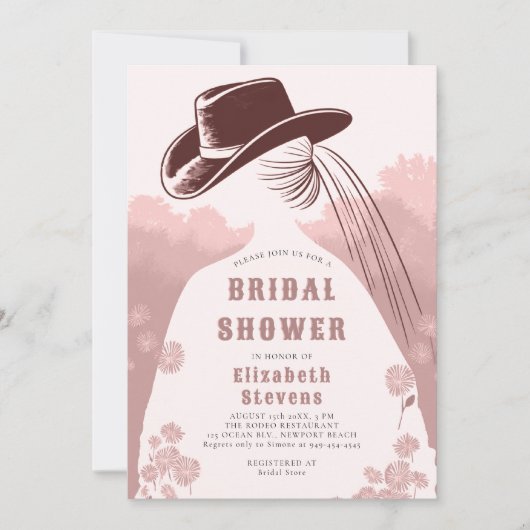 Westerne Wildflowers Rustiek Roze Chic Vrijgezelle Kaart (Voorkant)