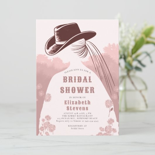 Westerne Wildflowers Rustiek Roze Chic Vrijgezelle Kaart (Staand voorkant)