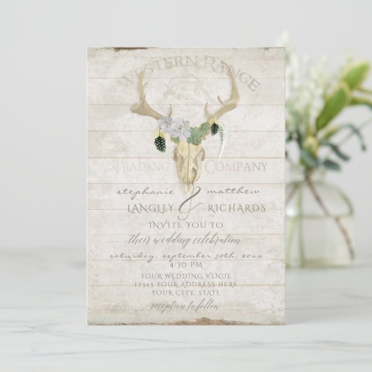 Westerne woestijn Boho Bohemian Deer Antler Skull Kaart (Staand voorkant)
