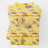 Westerne woestijn Cowboy Horse Mesa Cactus Rustis Inpakpapier Vel (In situ)