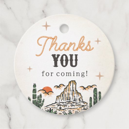 Westerne  woestijn eerste rodeo 1e verjaardag bedankjes labels (Voorkant)