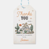 Westerne  woestijn eerste rodeo 1e verjaardag cadeaulabel (Achterkant)