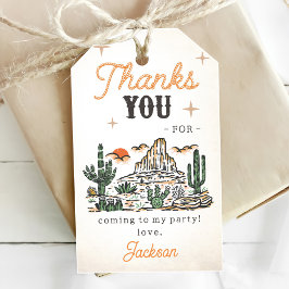 Westerne woestijn eerste rodeo 1e verjaardag cadeaulabel