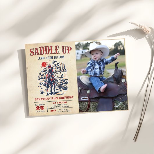 Westerne  woestijn eerste rodeo 1e verjaardag kaart