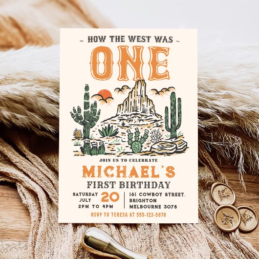 Westerne woestijn eerste rodeo 1e verjaardag kaart