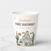 Westerne woestijn eerste rodeo 1e verjaardag papieren bekers (Voorkant)