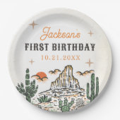 Westerne  woestijn eerste rodeo 1e verjaardag papieren bordje (Voorkant)
