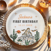 Westerne  woestijn eerste rodeo 1e verjaardag papieren bordje