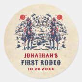 Westerne  woestijn eerste rodeo 1e verjaardag ronde sticker (Voorkant)