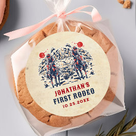 Westerne  woestijn eerste rodeo 1e verjaardag ronde sticker