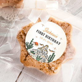 Westerne woestijn eerste rodeo 1e verjaardag ronde sticker