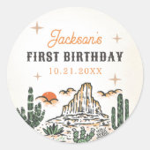 Westerne  woestijn eerste rodeo 1e verjaardag ronde sticker (Voorkant)