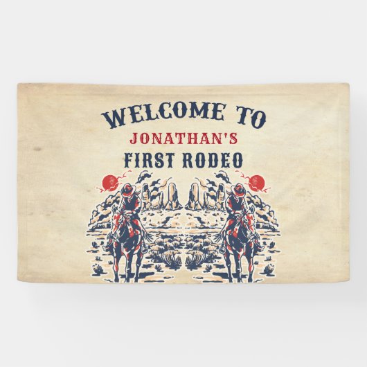 Westerne woestijn eerste rodeo 1e verjaardag spandoek (Horizontaal)