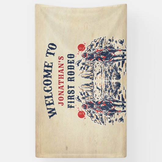 Westerne  woestijn eerste rodeo 1e verjaardag spandoek (Verticaal)