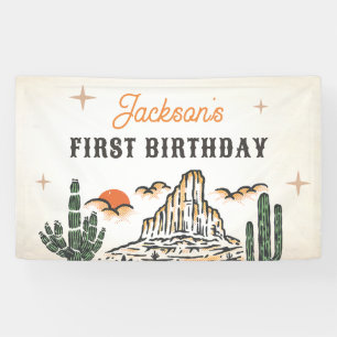 Westerne  woestijn eerste rodeo 1e verjaardag spandoek