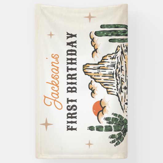 Westerne woestijn eerste rodeo 1e verjaardag spandoek (Verticaal)