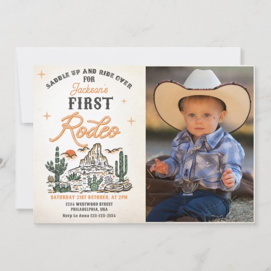 Westerne  woestijn eerste Rodeo verjaardagsfoto Kaart (Voorkant)