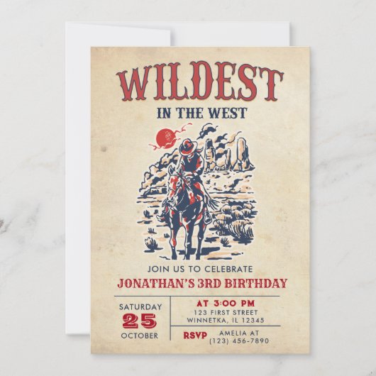 Westerne  woestijn Rodeo 3e verjaardag Kaart (Voorkant)