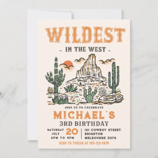 Westerne  woestijn Rodeo 3e verjaardag Kaart (Voorkant)