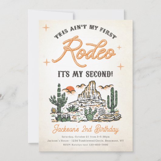 Westerne  Woestijn Tweede Rodeo Tweede Verjaardag Kaart (Voorkant)