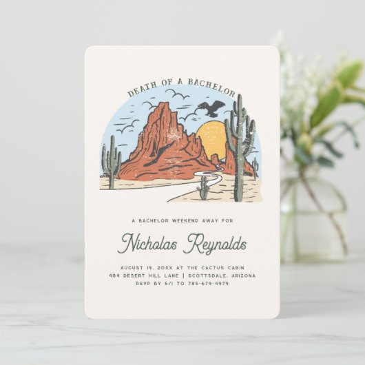 Westerne woestijn | Uitnodiging voor vrijgezellenf (Staand voorkant)