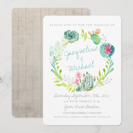 Westerne woestijncactus BloedhoutWaterverf Kunst Kaart (Voorkant / Achterkant)