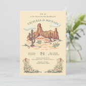 Westerne woestijncactus Cowboy Wedding Kaart (Staand voorkant)