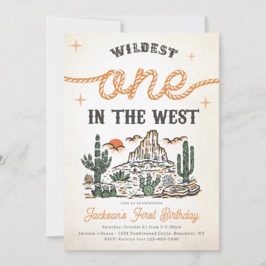 Westerne  woestijncowboy 1e verjaardag kaart (Voorkant)