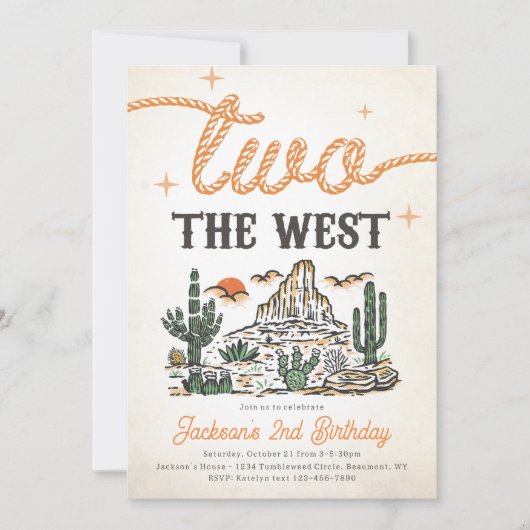 Westerne  woestijncowboy 2e verjaardag kaart (Voorkant)