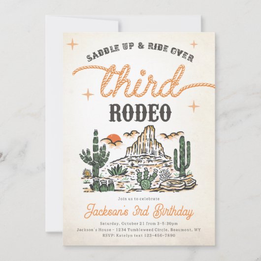 Westerne  woestijncowboy 3e verjaardag kaart (Voorkant)