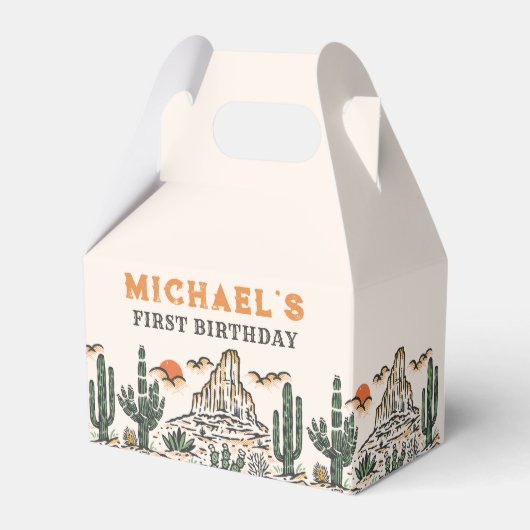 Westerne woestijnrodeo 1e verjaardag bedankdoosjes (Voorkant Zijde)