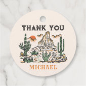 Westerne  woestijnrodeo 1e verjaardag bedankjes labels (Achterkant)