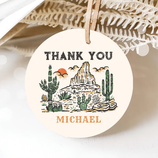 Westerne  woestijnrodeo 1e verjaardag bedankjes labels