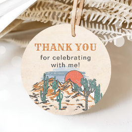 Westerne  woestijnrodeo 1e verjaardag bedankjes labels