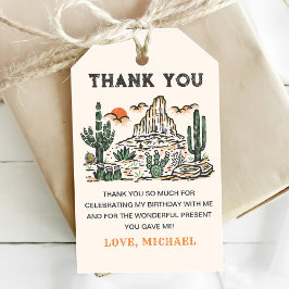 Westerne  woestijnrodeo 1e verjaardag cadeaulabel