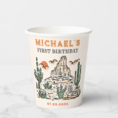 Westerne  woestijnrodeo 1e verjaardag papieren bekers (Voorkant)