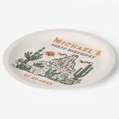 Westerne  woestijnrodeo 1e verjaardag papieren bordje (Gekanteld)