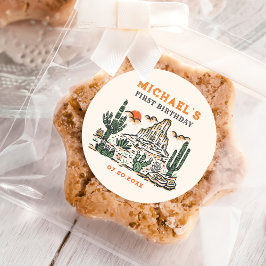 Westerne  woestijnrodeo 1e verjaardag ronde sticker