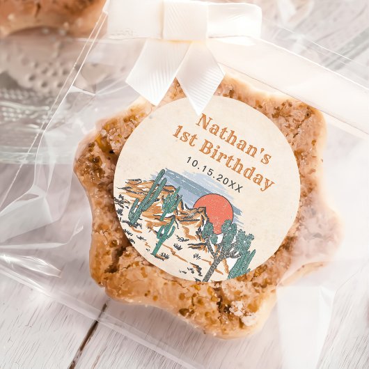 Westerne woestijnrodeo 1e verjaardag ronde sticker