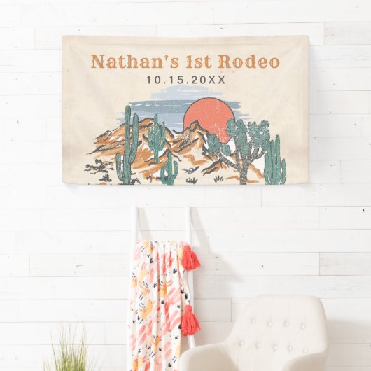 Westerne  woestijnrodeo 1e verjaardag spandoek (Insitu)