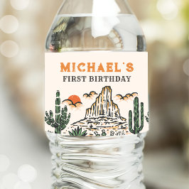 Westerne  woestijnrodeo 1e verjaardag waterfles etiket