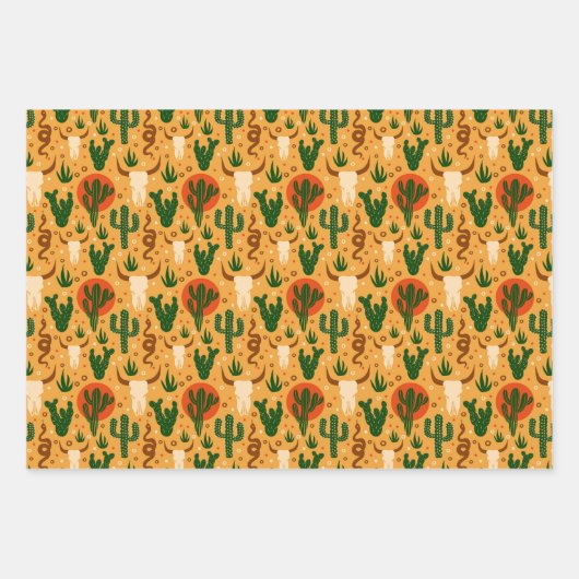 Westerne woestijnschelpen Cactus snakes Rustin Pat Inpakpapier Vel (Voorkant 3)