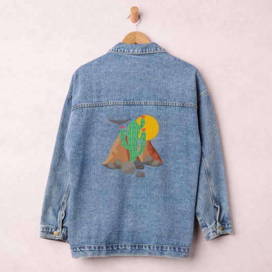 Westerne woestijnvibes: zuidwestelijke cactus deni denim jacket (Hangar)