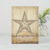 Westerne Wood Star Wedding Invites Kaart (Staand voorkant)