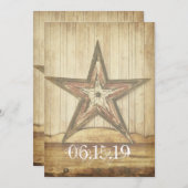 Westerne Wood Star Wedding Invites Kaart (Voorkant / Achterkant)