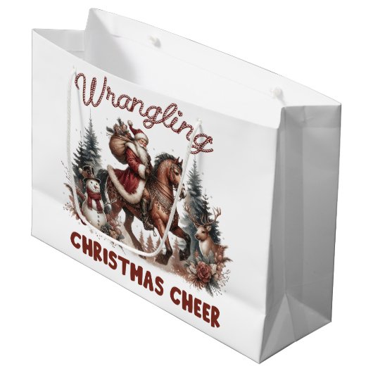 Westerne Wrangling Christmas Cheer Groot Cadeauzakje (Voorkant Gekanteld)