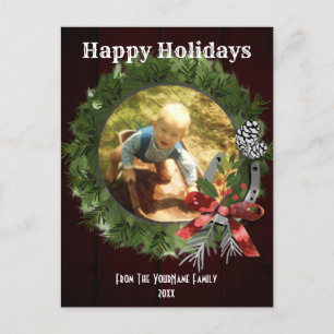 Westerne Wreatfoto Persoonlijke Vakantiekaart Feestdagenkaart