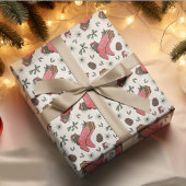 Westerne Xmas Cowboy Laarzen, Pinecones & Bessen Cadeaupapier