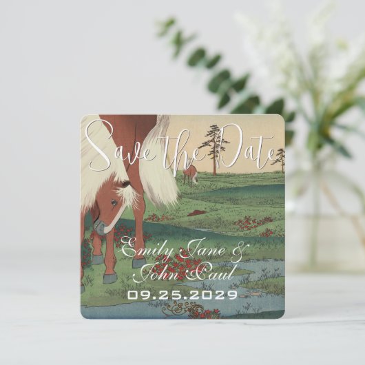 Westerne Zadelpaard Ranch Lodge Bestemming Save The Date (Staand voorkant)