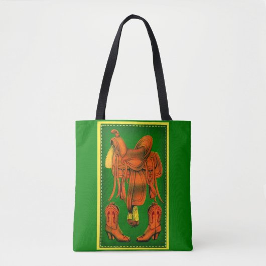 Westerne zadels- en cowboylaarzen afdrukken tote bag (Voorkant)